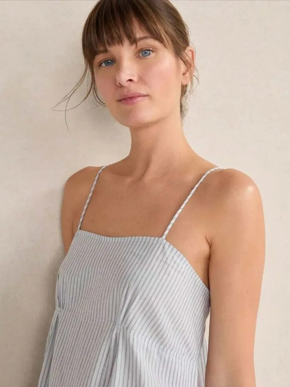 NWT Haven Well Within 100% Organic Cotton Poplin Delicate Striped Sleep Gown M - Picture 4 of 14